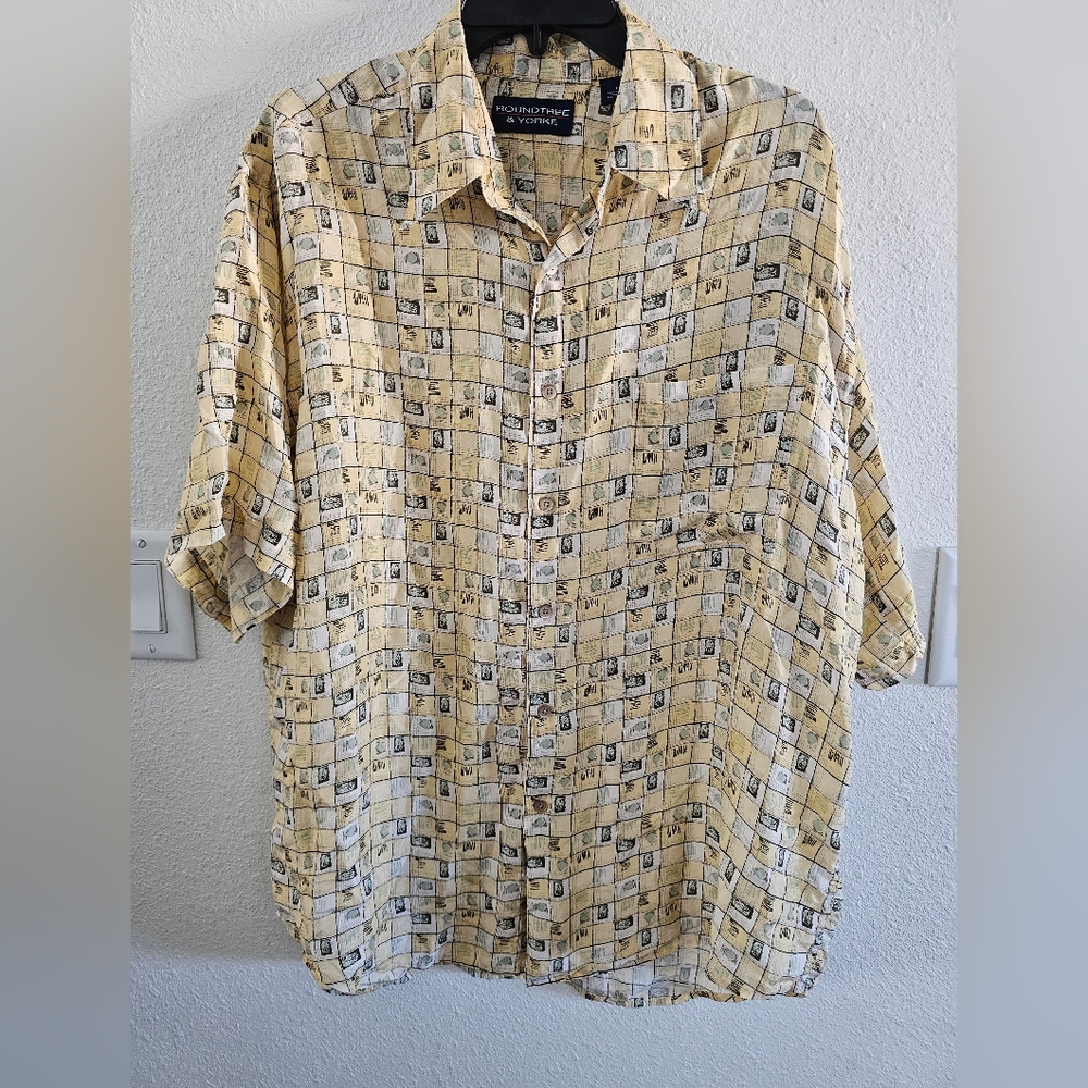 Roundtree & Yorke 100% Silk Men's Shirt Sz L